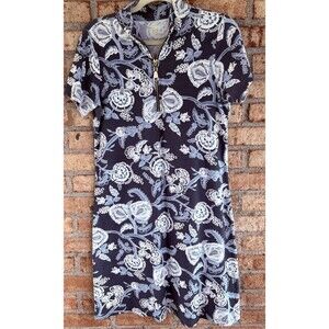 Spartina 449 Jersey Dress  Blue Floral 100% Cotton Size Small